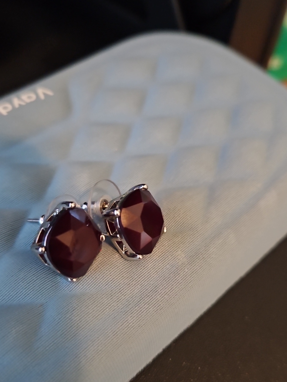 Monet Deep Burgundy Faceted Stud Earrings - Women Jewelry